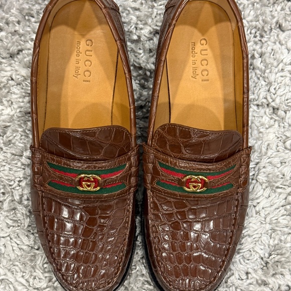 NEW Men’s Gucci Crocodile Loafers sz 10 - Picture 4 of 6